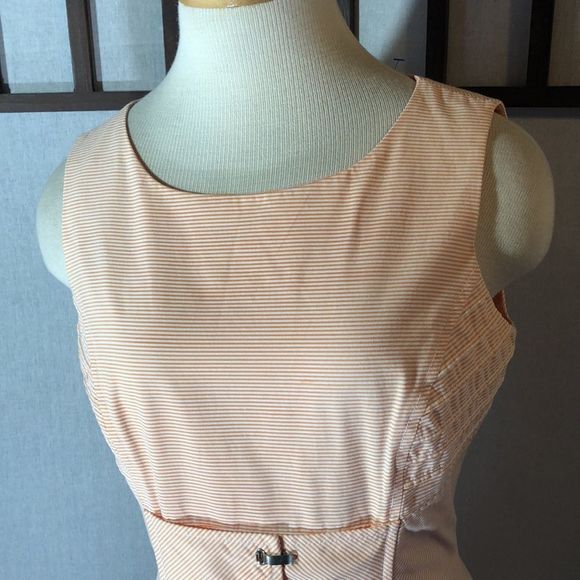 Antonio Melani sz 6 orange and white pinstripe dress/fully lined/exposed zipper - Picture 3 of 16